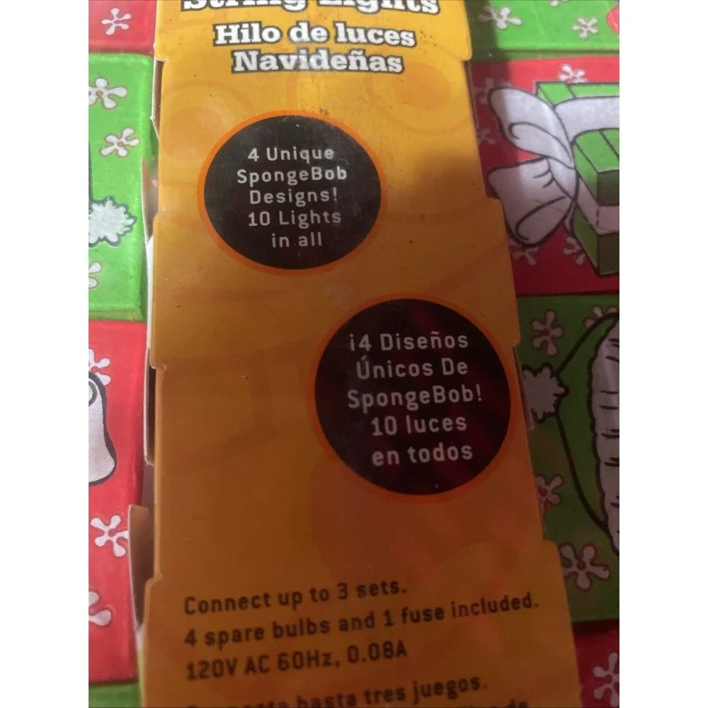 NEW SpongeBob Squarepants Christmas Holiday String Lights 2006